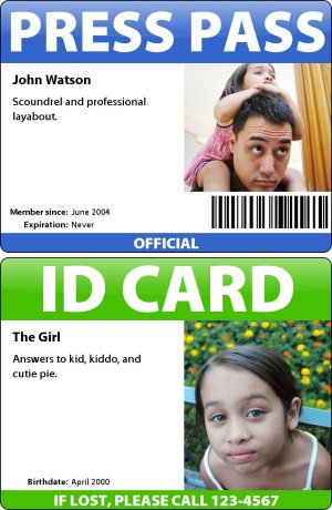 Make your own ID card, press pass, name tag, or any other kind of identification.