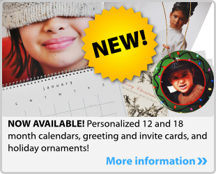 NEW: Personalized calendars, greeting and invite cards, and holiday ornaments