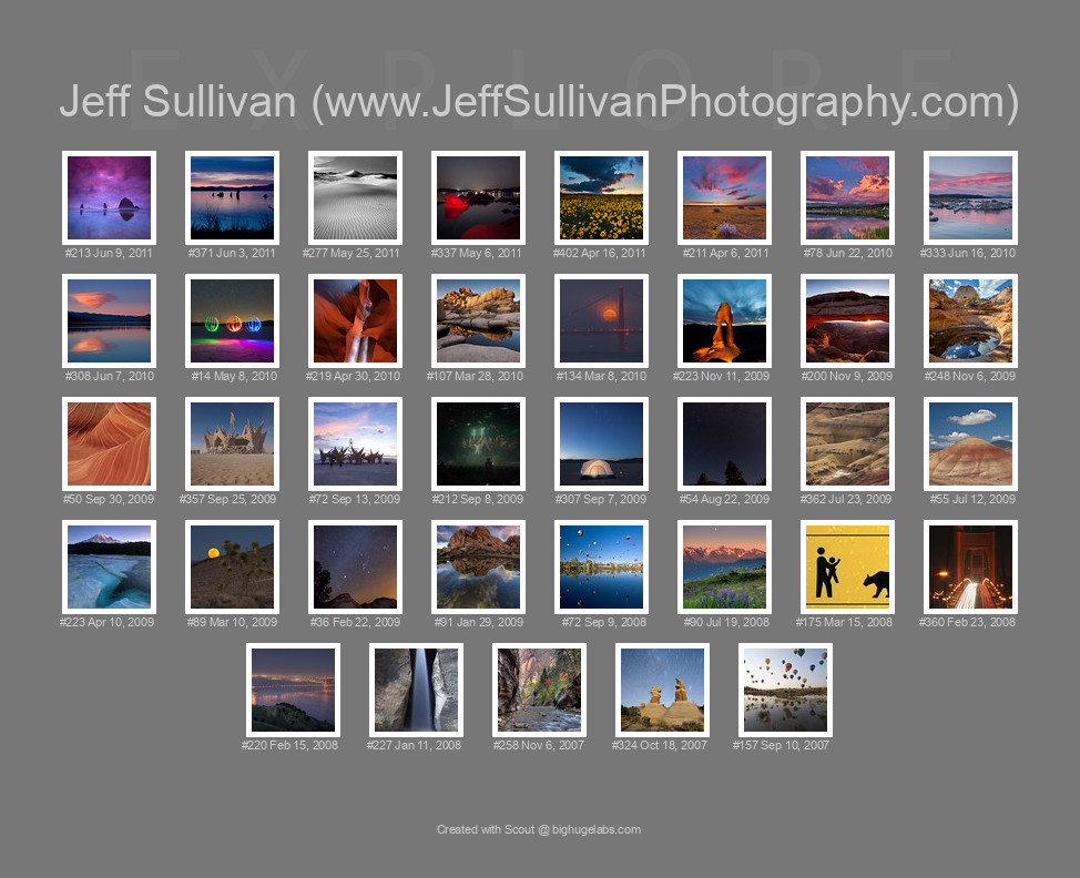 Find your photos in Flickr's Explore pages. Make a unique poster to show the world your achievement.