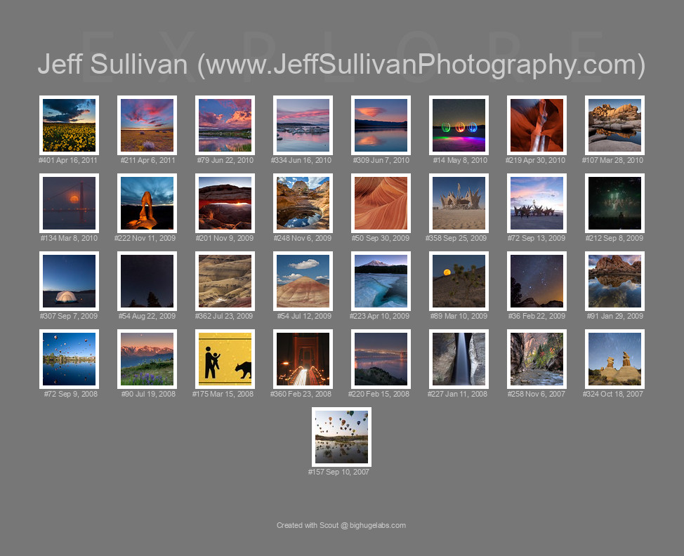 Find your photos in Flickr's Explore pages. Make a unique poster to show the world your achievement.
