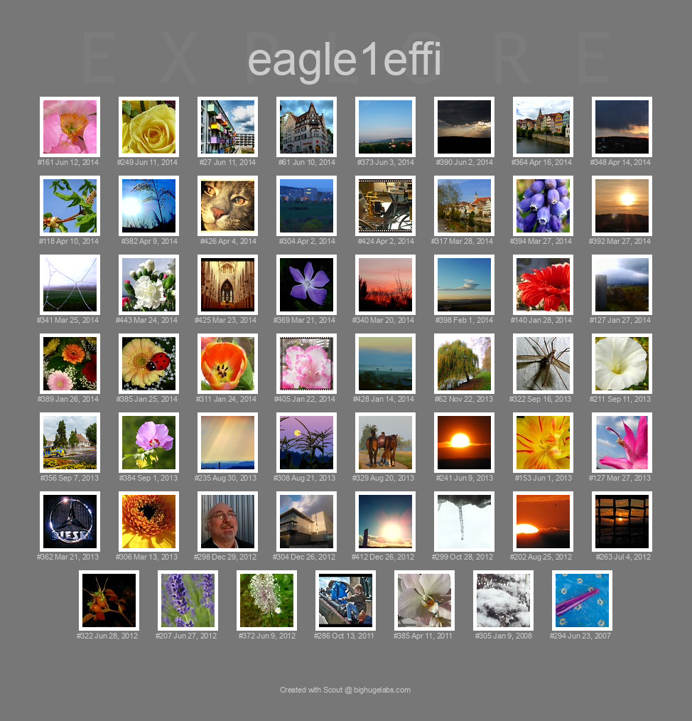 Find your photos in Flickr's Explore pages. Make a unique poster to show the world your achievement.