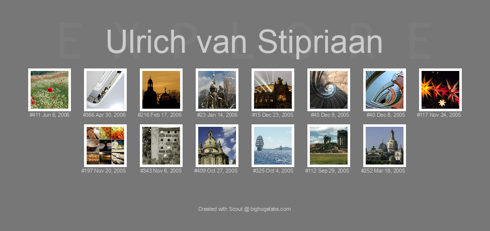 Find your photos in Flickr's Explore pages. Make a unique poster to show the world your achievement.