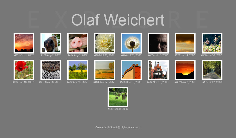 Find your photos in Flickr's Explore pages. Make a unique poster to show the world your achievement.