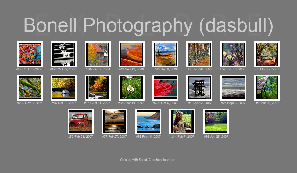 Find your photos in Flickr's Explore pages. Make a unique poster to show the world your achievement.