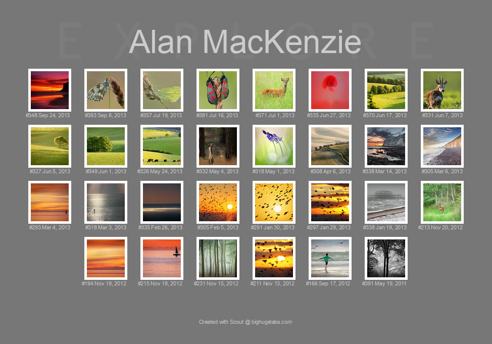 Find your photos in Flickr's Explore pages. Make a unique poster to show the world your achievement.