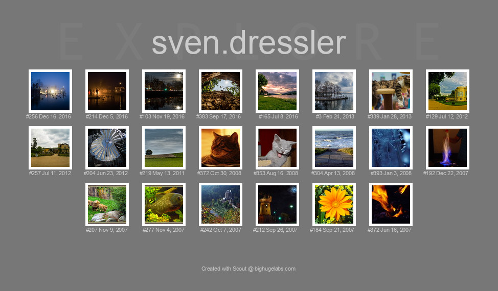 Find your photos in Flickr's Explore pages. Make a unique poster to show the world your achievement.