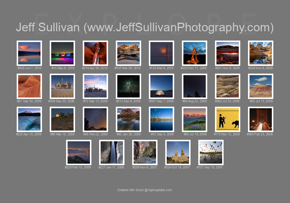 Find your photos in Flickr's Explore pages. Make a unique poster to show the world your achievement.