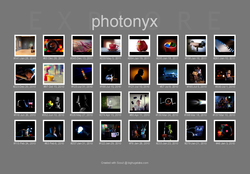 Find your photos in Flickr's Explore pages. Make a unique poster to show the world your achievement.
