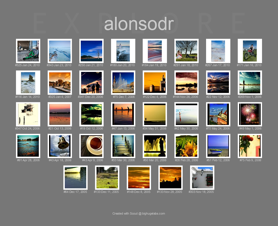 Find your photos in Flickr's Explore pages. Make a unique poster to show the world your achievement.
