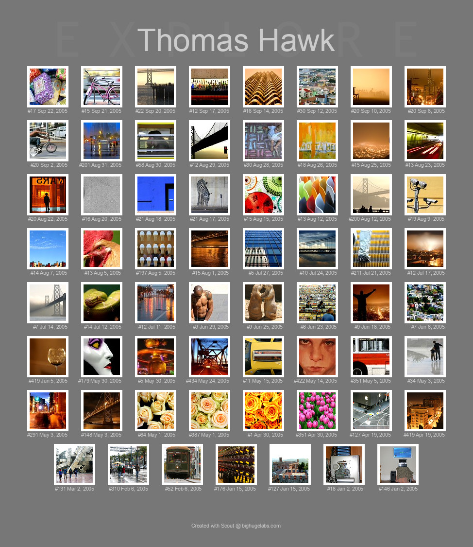 Find your photos in Flickr's Explore pages. Make a unique poster to show the world your achievement.