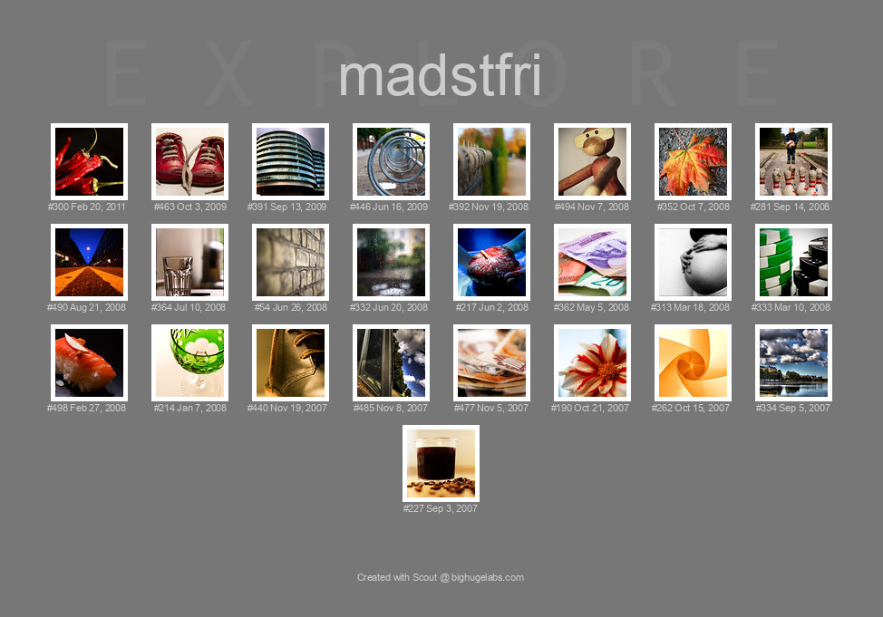 Find your photos in Flickr's Explore pages. Make a unique poster to show the world your achievement.