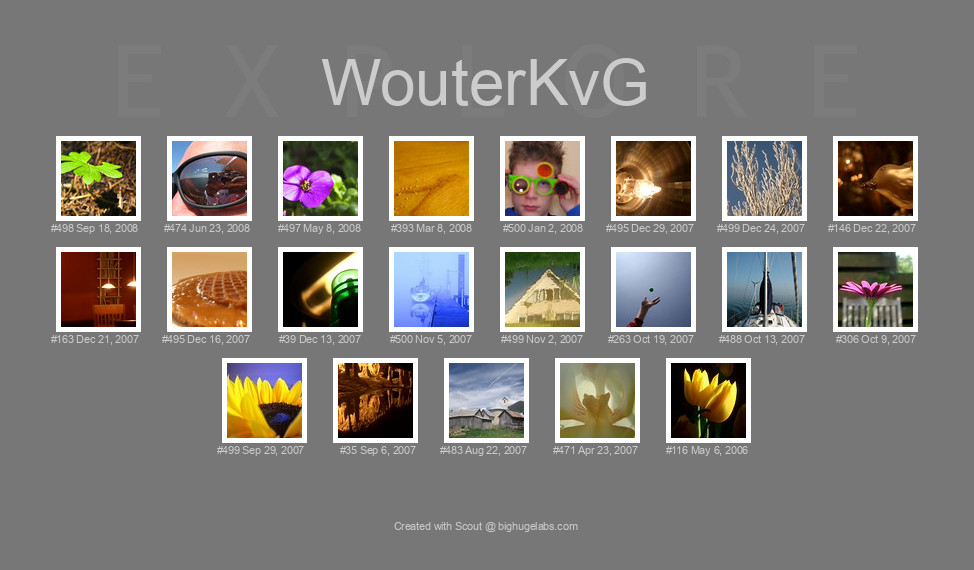 Find your photos in Flickr's Explore pages. Make a unique poster to show the world your achievement.
