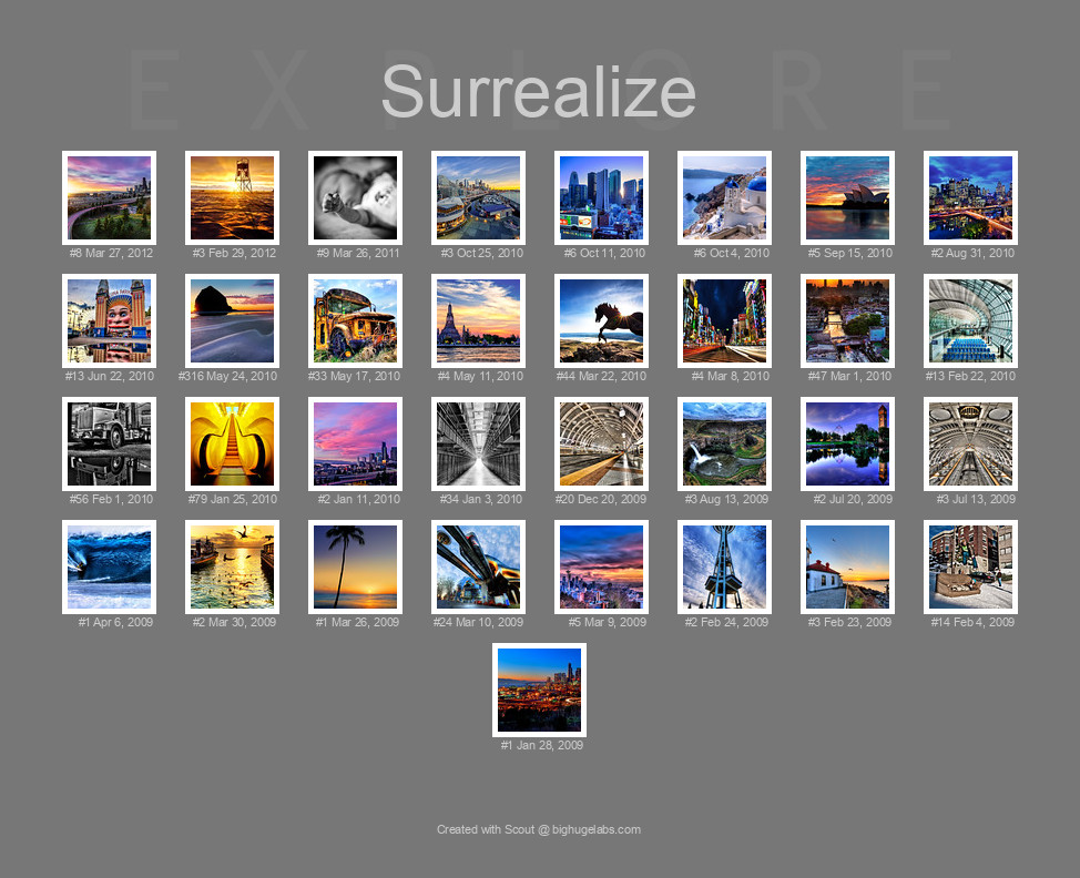 Find your photos in Flickr's Explore pages. Make a unique poster to show the world your achievement.